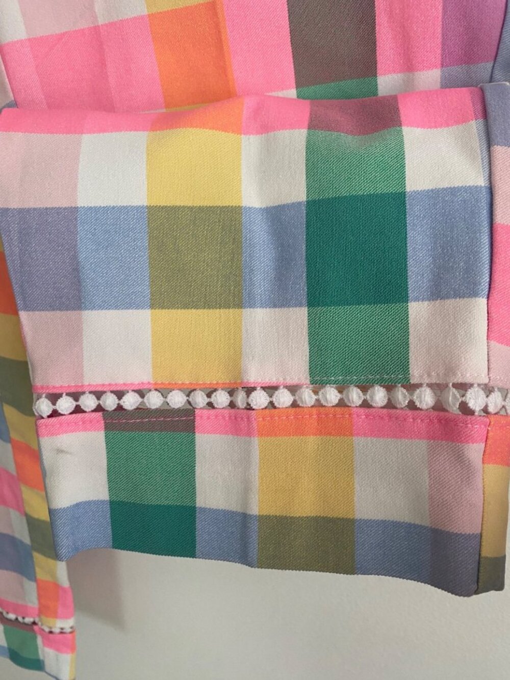 Crown & Ivy Women's Multicolor Pastel Plaid Cropped Pants Size 16W - Picture 3 of 6